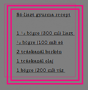 só-liszt gyurma receptje
